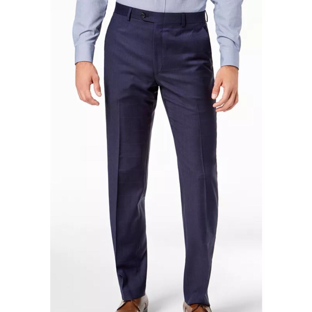 Ralph Lauren Mens 40X30 Dress Pants Classic Fit Trousers Blue Micro Check New
